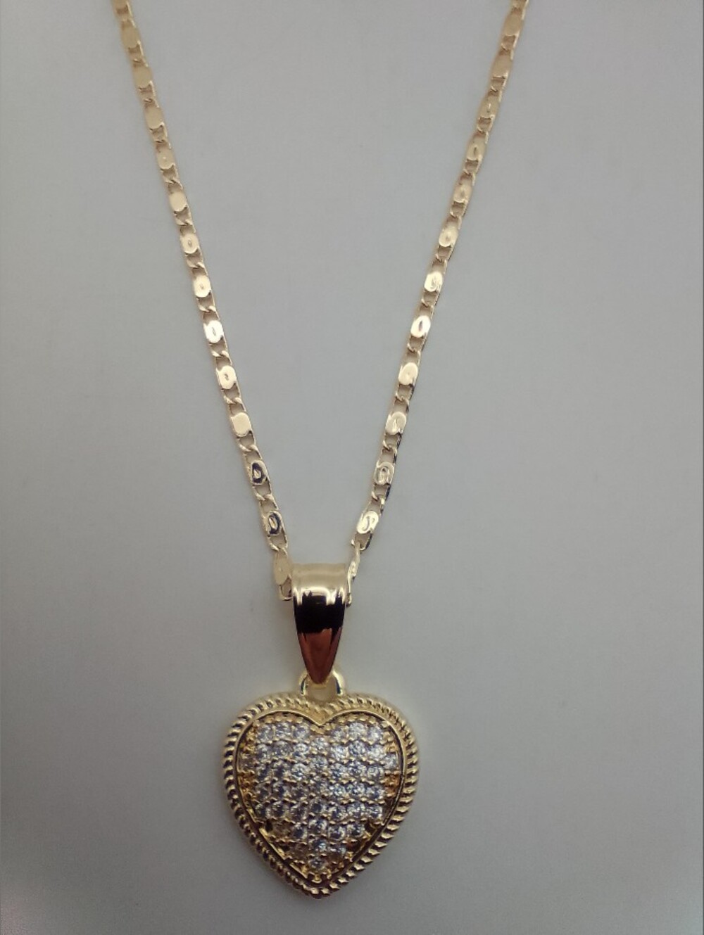 Gold Heart Pendant Necklace with Pave Crystals- Brand New